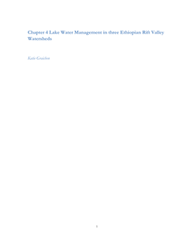 (2011) Lake Water Management in Three Ethiopian Rift Valley