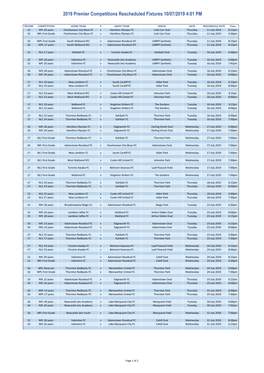 2019 Premier Competitions Rescheduled Fixtures 10/07/2019 4:01 PM