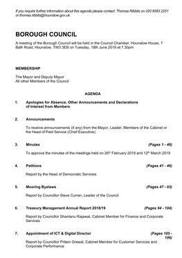 (Public Pack)Agenda Document for Borough Council, 18/06/2019 19:30