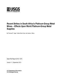 Recent Strikes in South Africa's Platinum-Group Metal Mines