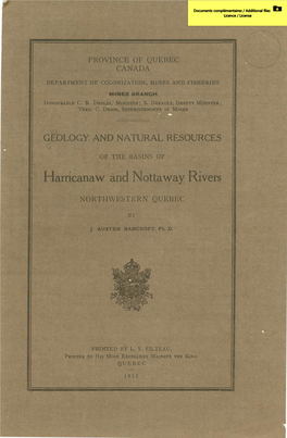 Geology and Natural Resources of the Basins of Harricanaw and Nottaway