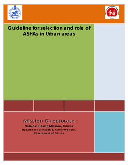 Guideline for Selection and Role of Ashas in Urban Areas