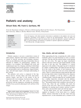 Pediatric Oral Anatomy