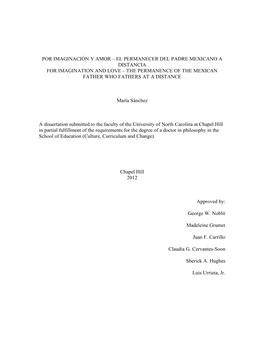 Por Imaginación Y Amor – El Permanecer Del Padre Mexicano a Distancia for Imagination and Love – the Permanence of the Mexican Father Who Fathers at a Distance