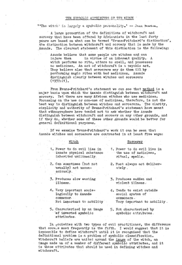 A Large Proportion of the Definitions of Witchcraft and Sorcery That Have Been Offered by Africanists in the Last Forty Years Ar