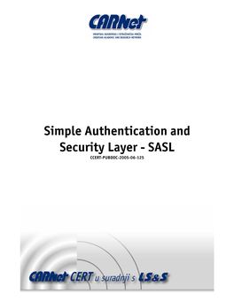 Simple Authentication and Security Layer - SASL CCERT-PUBDOC-2005-06-125