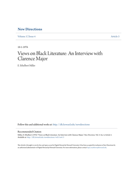 Views on Black Literature: an Interview with Clarence Major E