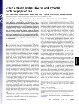 Urban Aerosols Harbor Diverse and Dynamic Bacterial Populations