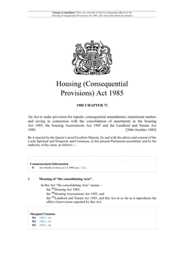 Housing (Consequential Provisions) Act 1985
