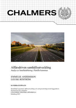 Affärsdriven Samhällsutveckling Analys Av Hotelletablering I Partille Kommun