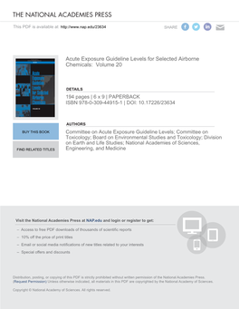 Acute Exposure Guideline Levels (AEGL) for Selected Airborne