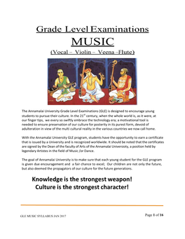 Grade Level Examinations MUSIC (Vocal – Violin – Veena –Flute)