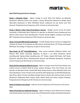 April 2018 Proposed Service Changes: Route 1 Marietta Street