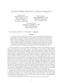 On Left and Right Dislocation: a Dynamic Perspective