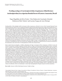 Feeding Ecology of Auchenipterichthys Longimanus (Siluriformes: Auchenipteridae) in a Riparian Flooded Forest of Eastern Amazonia, Brazil