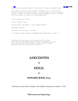 The Project Gutenberg Ebook of Anecdotes of Dogs, by Edward Jesse