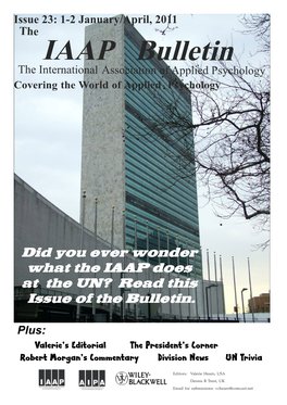 IAAP Bulletin the International Association of Applied Psychology Covering the World of Applied Psychology