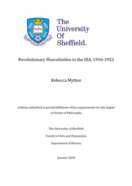 Revolutionary Masculinities in the IRA, 1916-1923 Rebecca Mytton