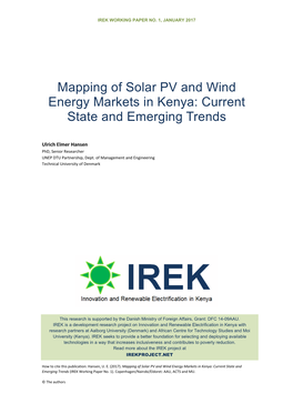 Mapping of Solar PV and Wind Energy Markets in Kenya: Current State and Emerging Trends