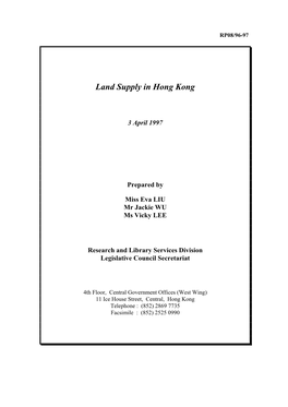 Land Supply in Hong Kong