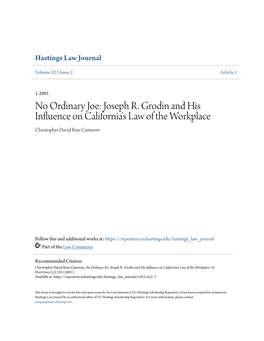 Joseph R. Grodin and His Influence on California's Law of the Workplace Christopher David Ruiz Cameron