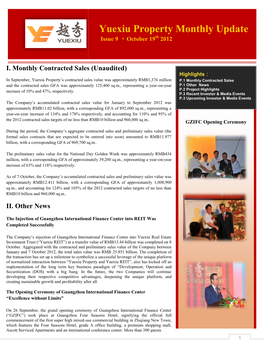 Yuexiu Property Monthly Update Issue 9 ‧October 19Th 2012