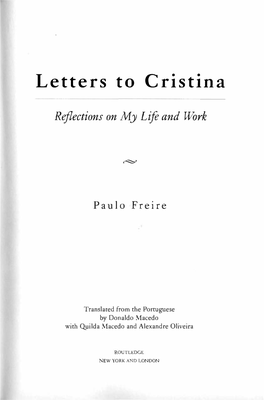 Letters to Cristina Reflections on My Life and Work