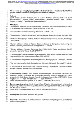 Genomic Phylogeny and Bioactivity of a Diverse Collection of Burkholderia