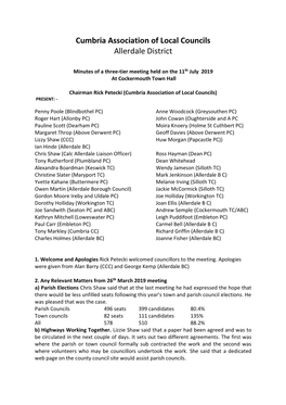 Cumbria Association of Local Councils Allerdale District