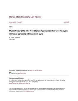 The Need for an Appropriate Fair Use Analysis in Digital Sampling Infringement Suits