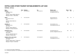 Hotels and Other Tourist Establishments List 2020 Paphos - Hotels