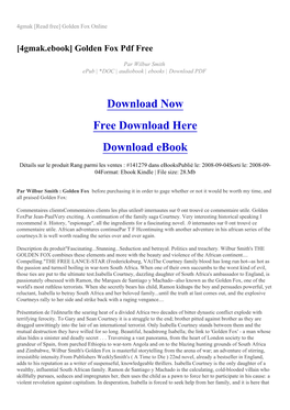 4Gmak [Read Free] Golden Fox Online