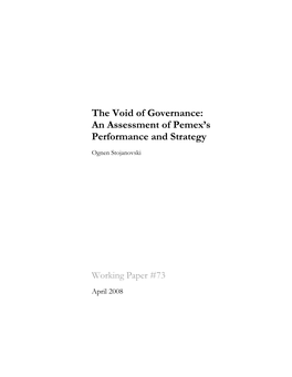 The Void of Governance: an Assessment of Pemex's Performance