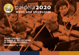 Online Congress in Honor of the Centenary of Piero Farulli’S Birth December 2-4, 2020 Under the Patronage Of