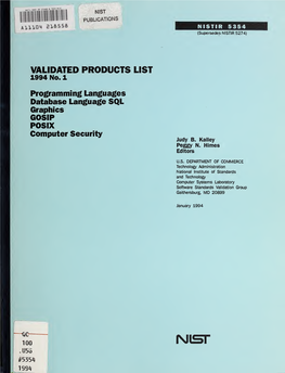 Validated Products List, 1994 No. 1