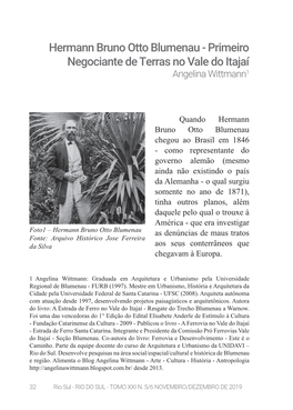 Hermann Bruno Otto Blumenau - Primeiro Negociante De Terras No Vale Do Itajaí Angelina Wittmann1