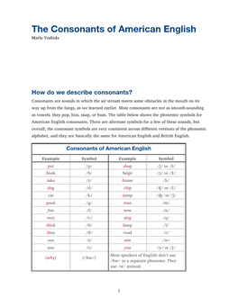 Consonants of American English Marla Yoshida