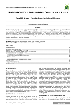 Medicinal Orchids in India and Their Conservation: a Review