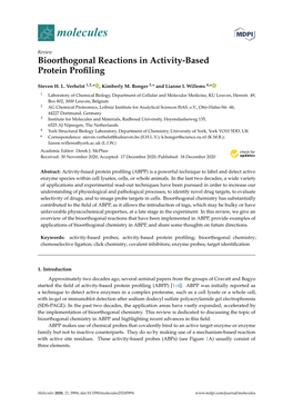 Bioorthogonal Reactions in Activity-Based Protein Profiling