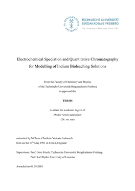 Electrochemical Speciation and Quantitative Chromatography for Modelling of Indium Bioleaching Solutions