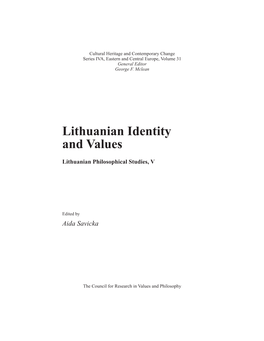 Lithuanian Identity and Values