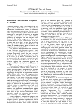 Biodiversity Associated with Mangroves in Colombia