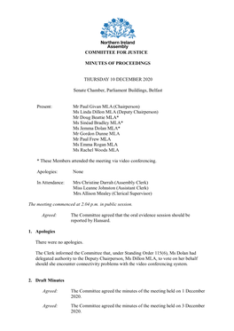 Committee for Justice Meeting Minutes of Proceedings 10