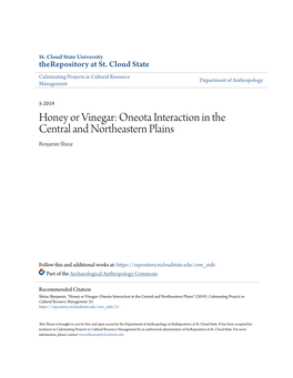 Oneota Interaction in the Central and Northeastern Plains Benjamin Shirar