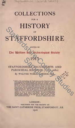 Collections for a History of Staffordshire, 1915