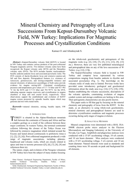 Mineral Chemistry and Petrography of Lava Successions from Kepsut