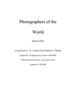 Photographers of the World