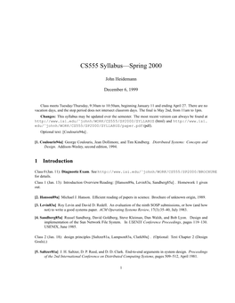 CS555 Syllabus—Spring 2000