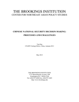 Chinese National Security Decision-Making