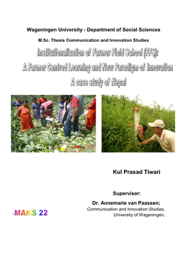 M.Sc. Thesis of Farmer Field of Nepal